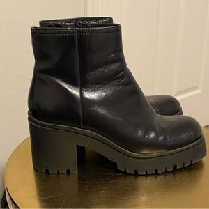 Jeffrey Campbell Anemone black leather lug-sole Chunky booties